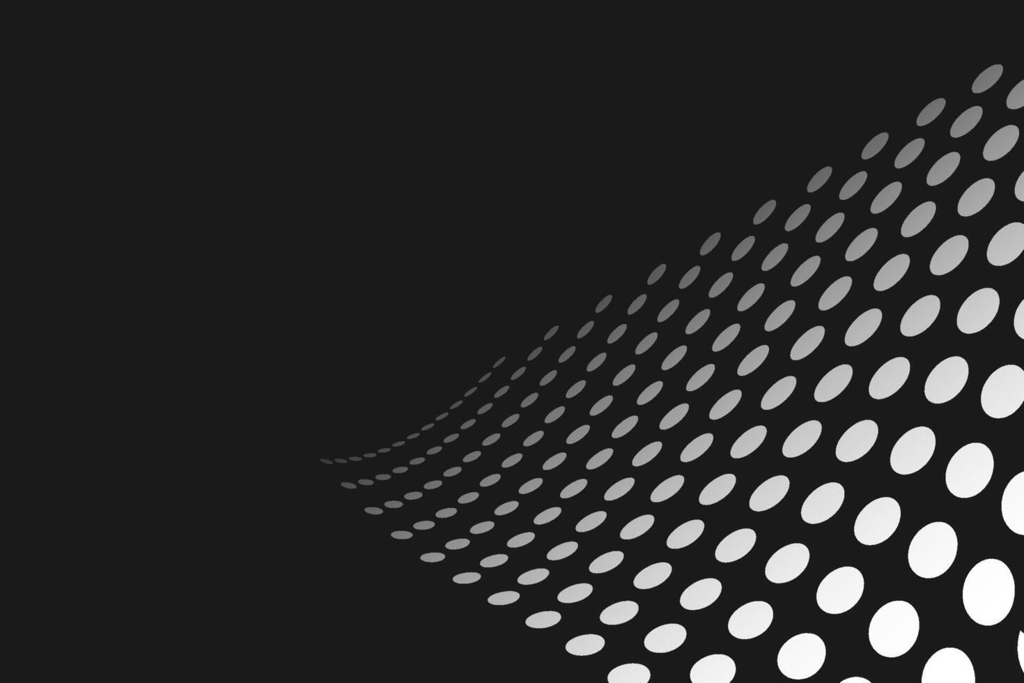 Minimal abstract wave background with white dots on a black surface, Modern tech style design for digital use vector