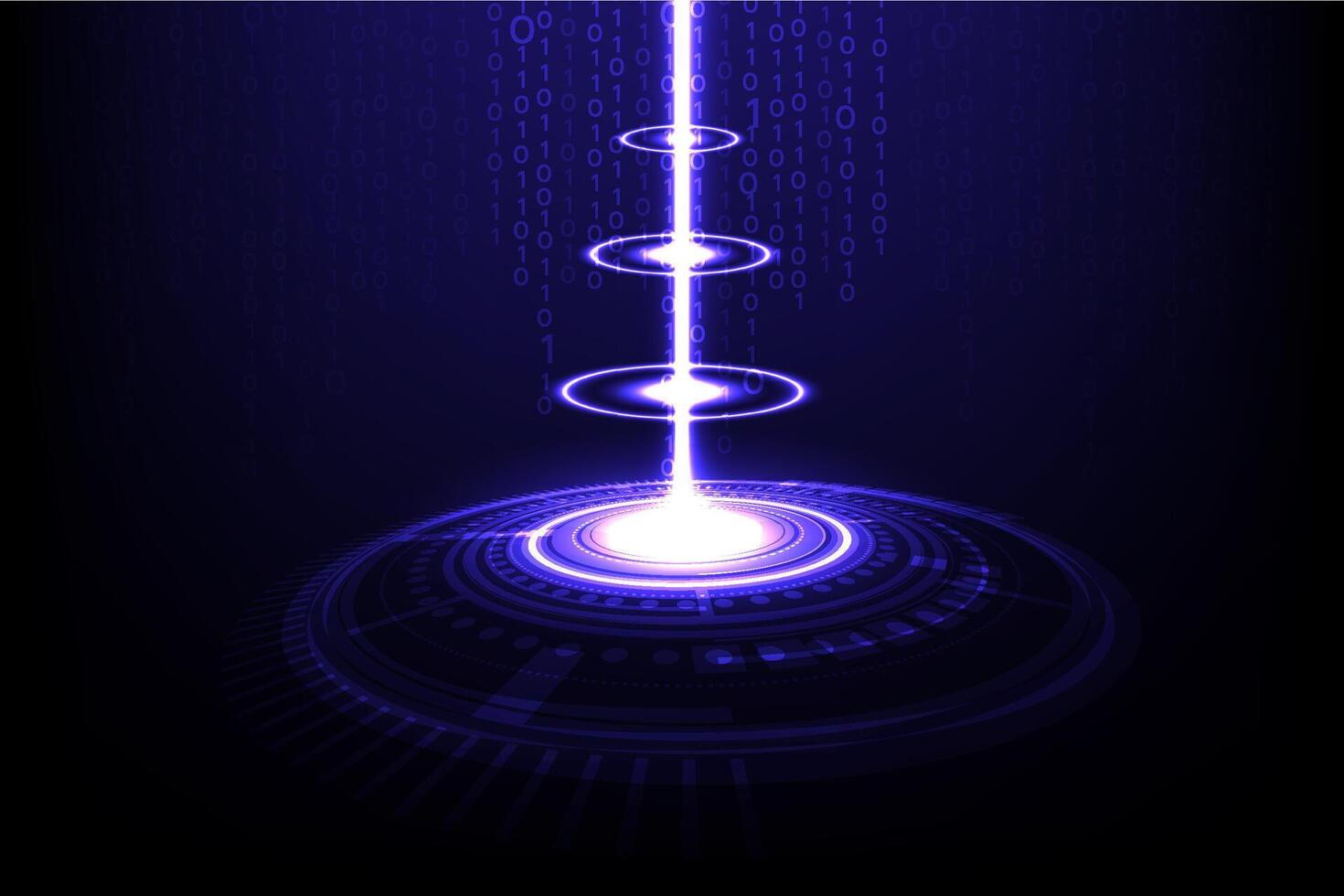 Big data Technology laser beam to binary code random blue digits wall vector