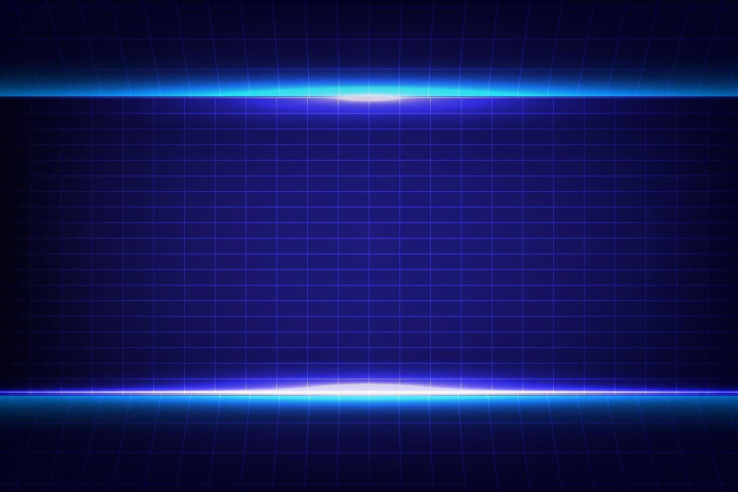 Abstract technology Horizontal neon laser lines on top and bottom and a rectangular grid in the center vector