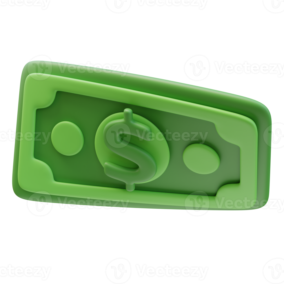 3D Render Twisted Money Banknote Dollar Sign. Money Finance Concept. 3D Illustration png