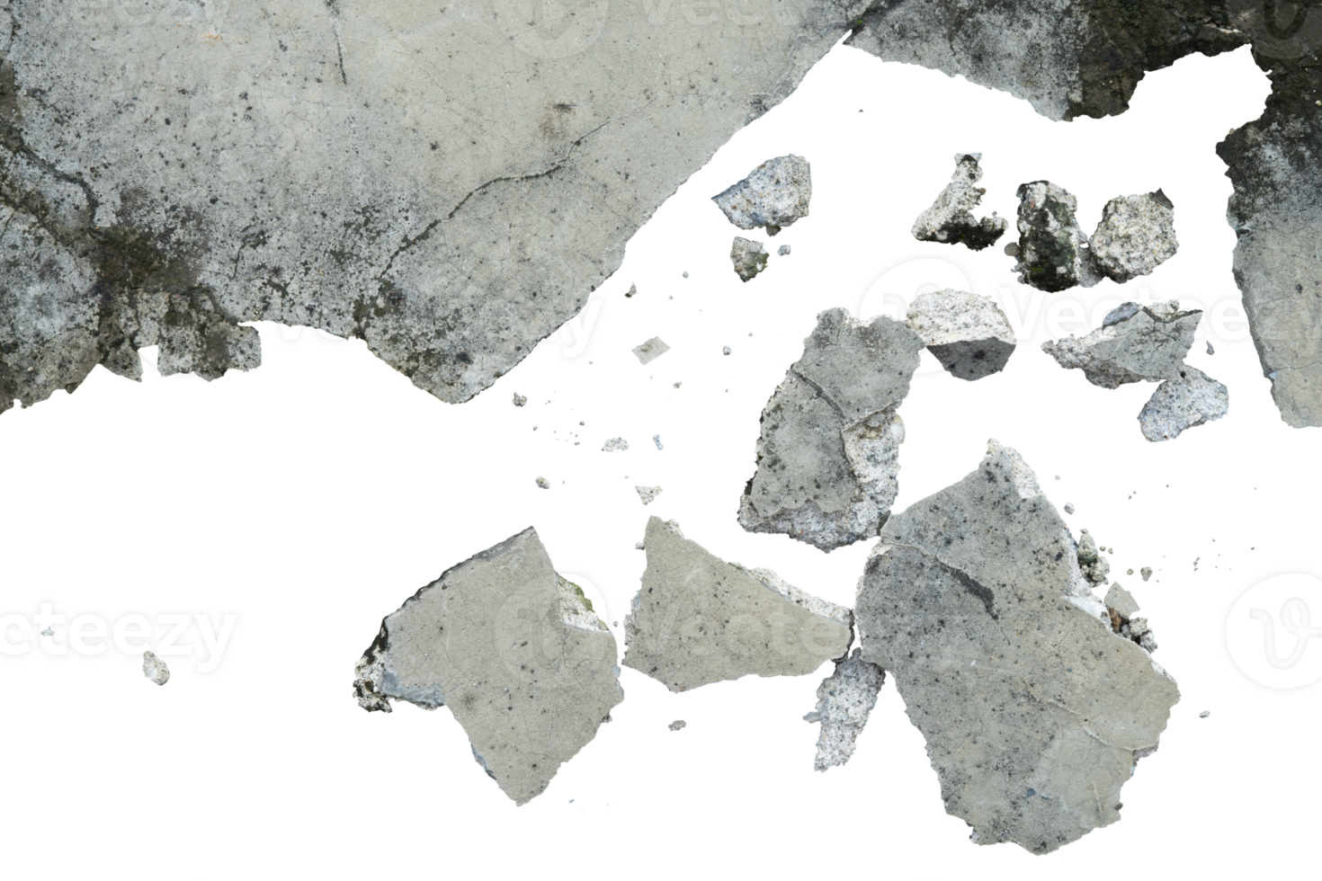 broken concrete with particle png