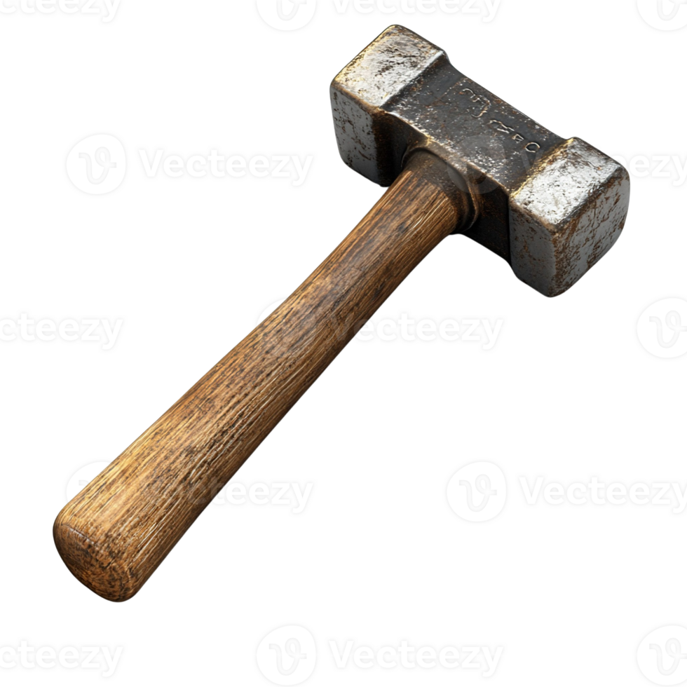 Vintage Sledgehammer with Wooden Handle png