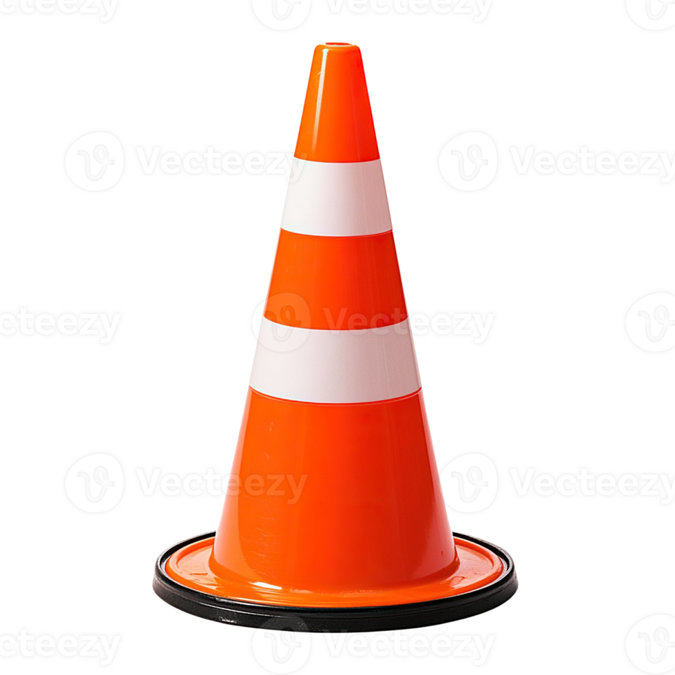 Orange Traffic Cone with White Stripes png