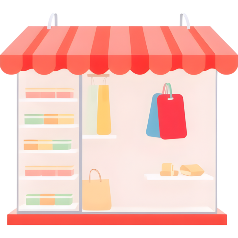 Bright Retail Storefront with Shopping Bags png