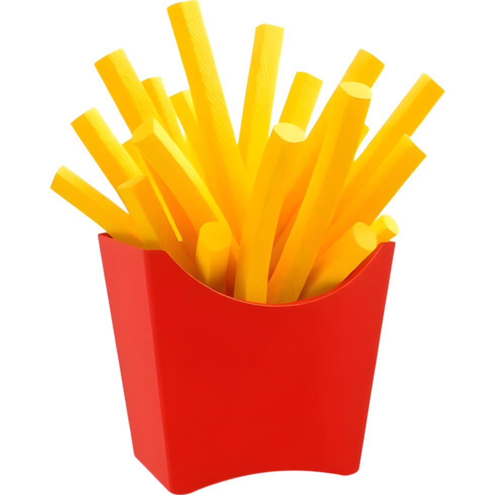 French fries in red paper box png