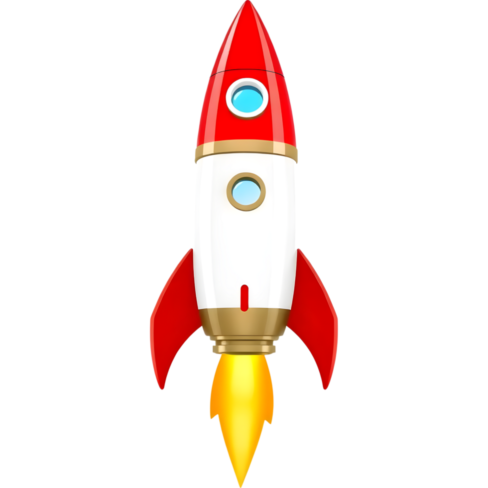 Rocket taking off with flames png