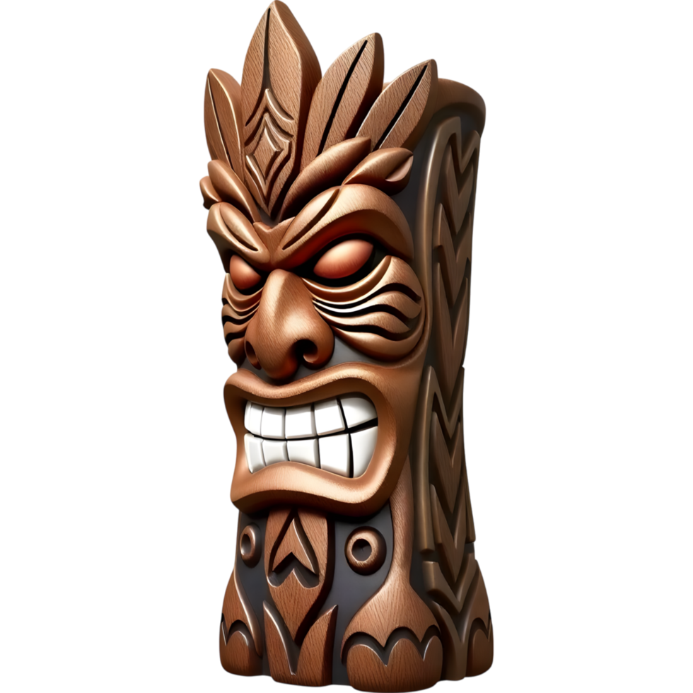 Brown Tiki Mask with Simple Design png