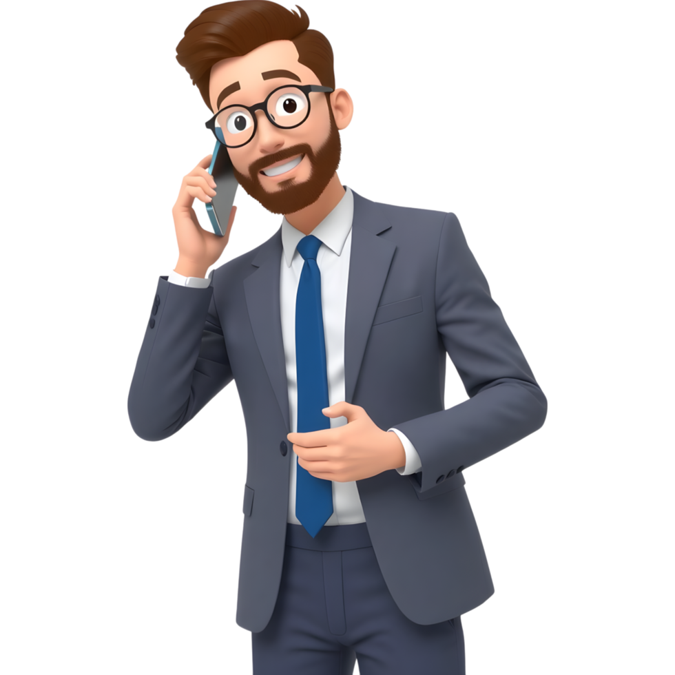Businessman in Suit Making a Phone Call png