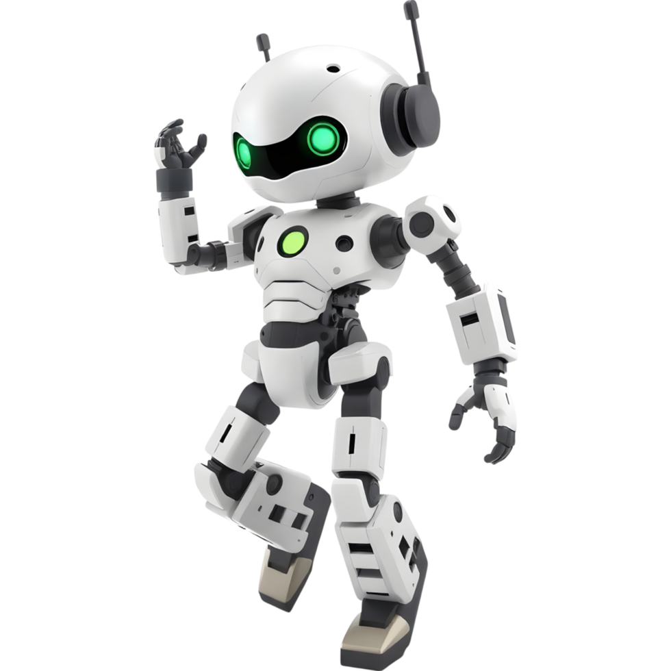 White and Gray Robot Waving png