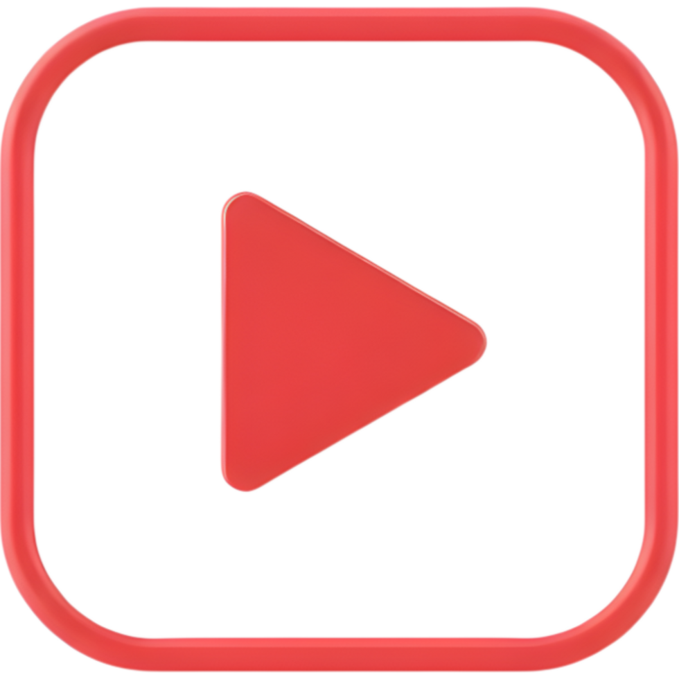 Bold Red Square Media Play Button png