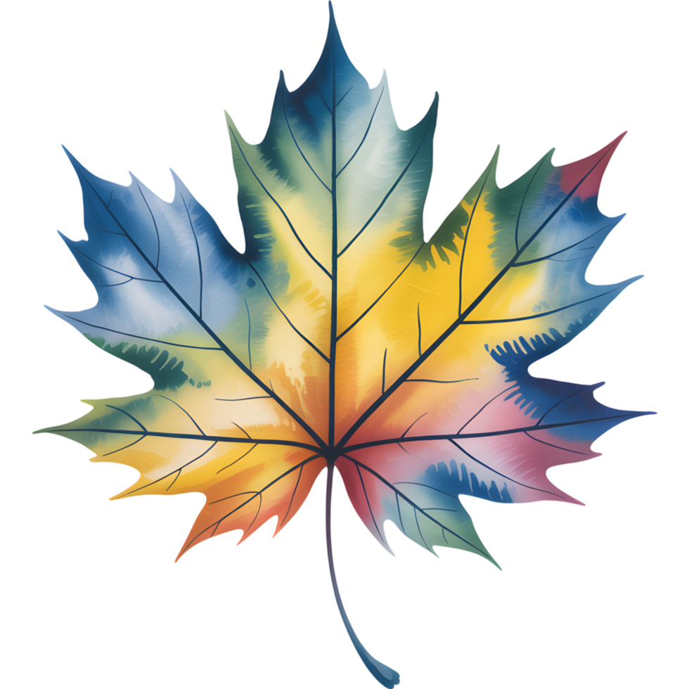 Large maple leaf with multicolored pattern png