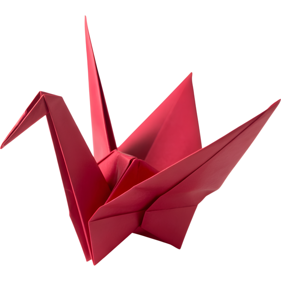 Red origami crane png