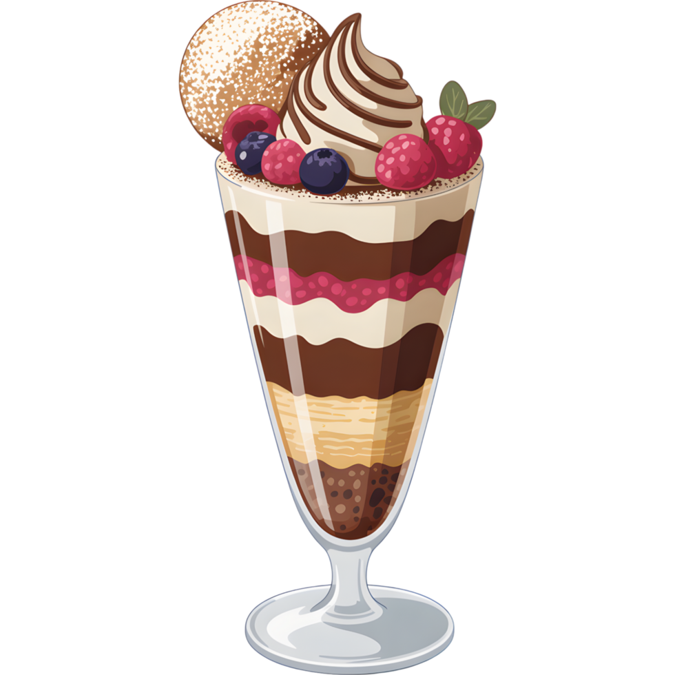 Layered Dessert Parfait in Glass png