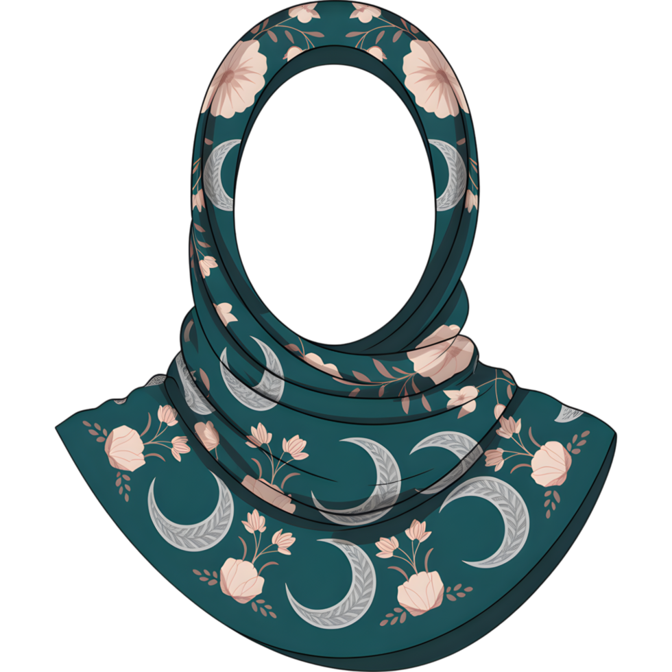 Patterned Blue Headscarf Wrapped Over Face png