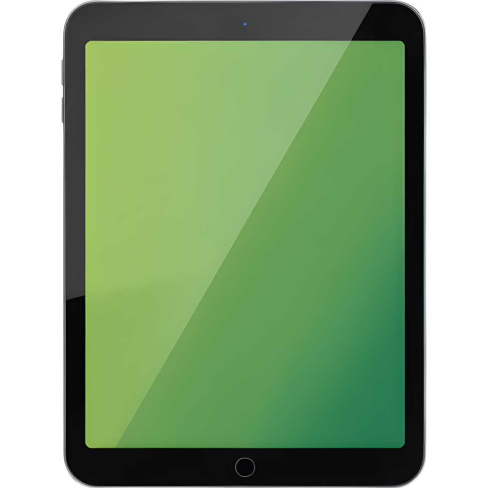 Front View of Black Tablet with Green Screen png