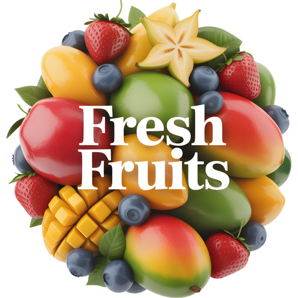 Round Fresh Fruits Element Design png