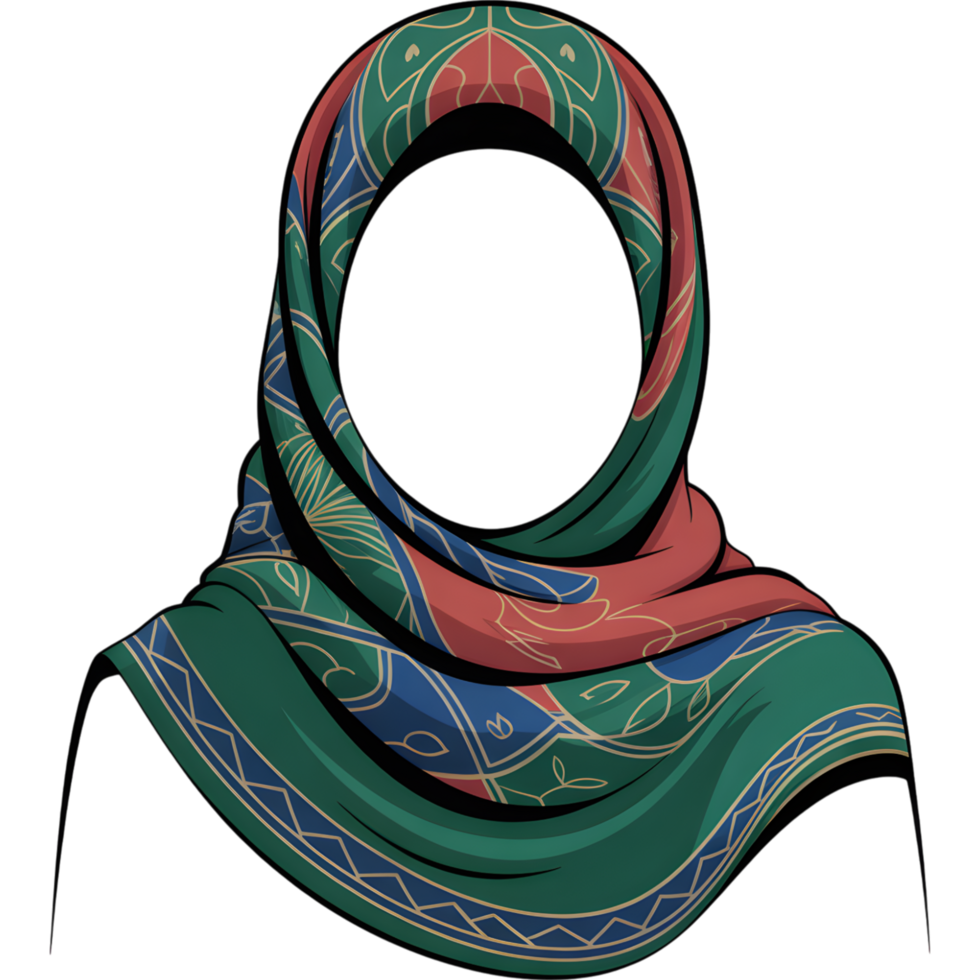 Hijab with Green Ornaments png