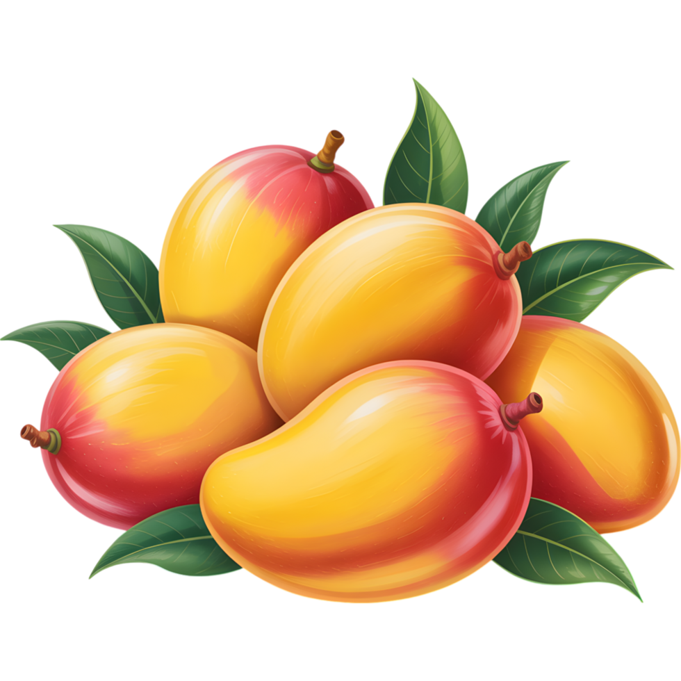 Fresh Ripe Mangoes Fruit Cluster png