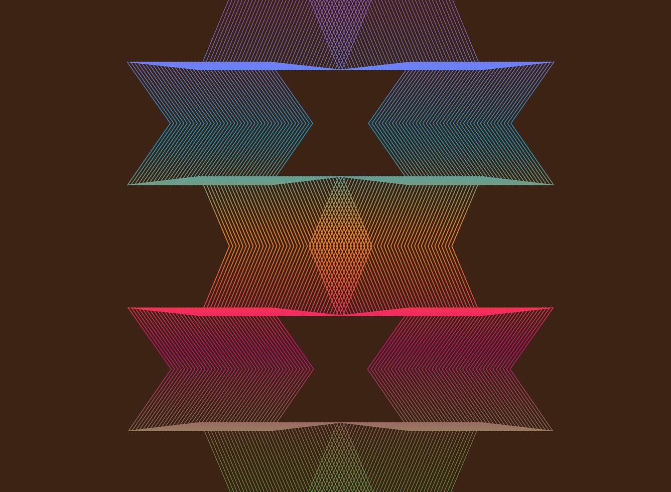The colored lines form a symmetrical geometric pattern on a dark brown background, creating a modern and dynamic visual effect vector
