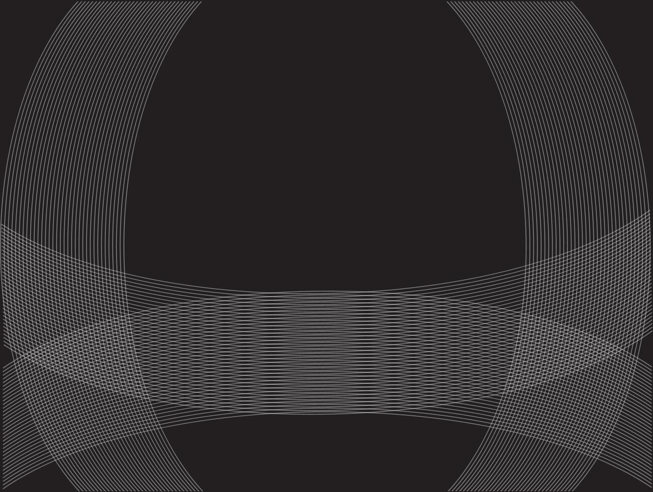 Thin white lines form symmetrical patterns resembling waves and nets on a black background, creating a futuristic and elegant impression vector