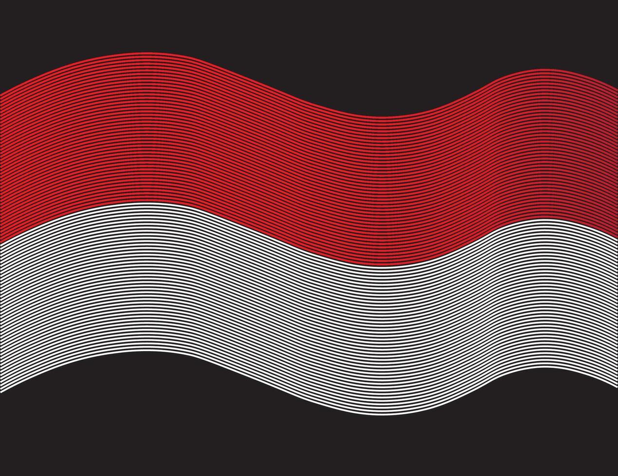The red and white Indonesian flag flying against a black background creates the impression of movement and the spirit of independence vector