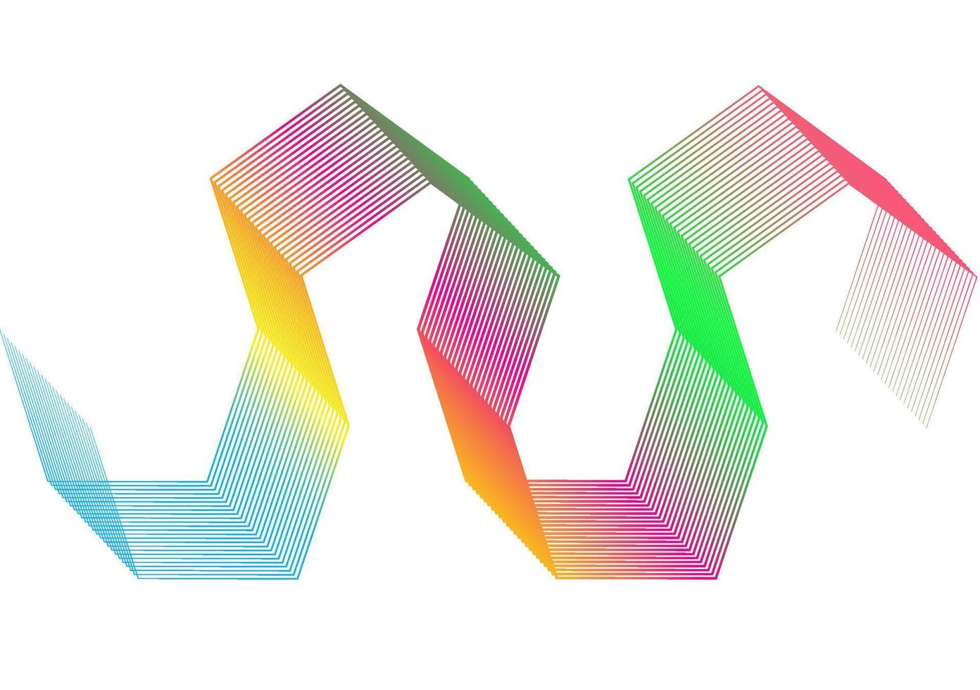 Thin colored lines form a repeating hexagonal pattern on a white background, creating a dynamic sense of movement and depth vector