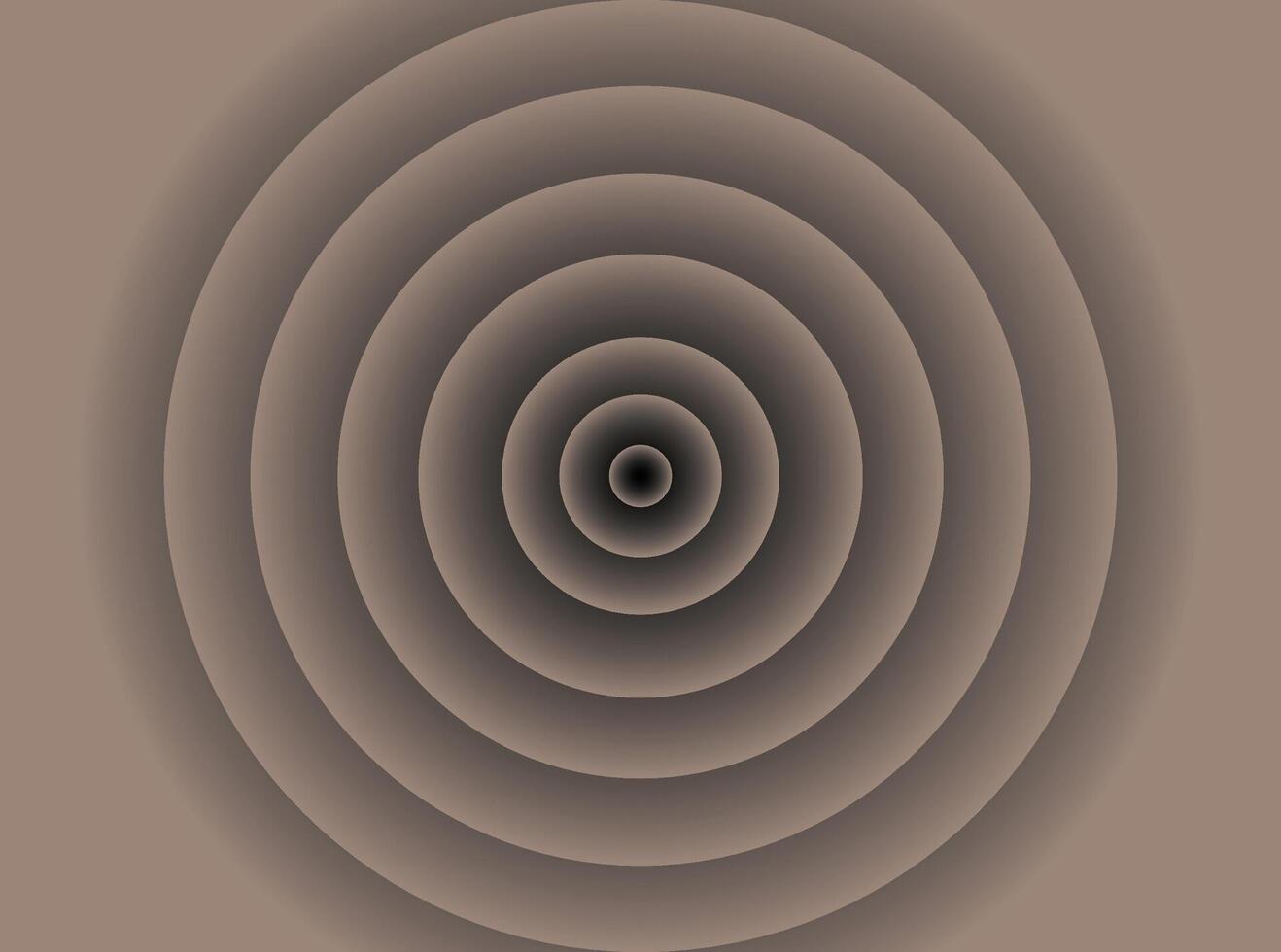 The image of concentric circles gradating from dark to light brown, creates a vortex-like or optical tunnel-like depth effect vector