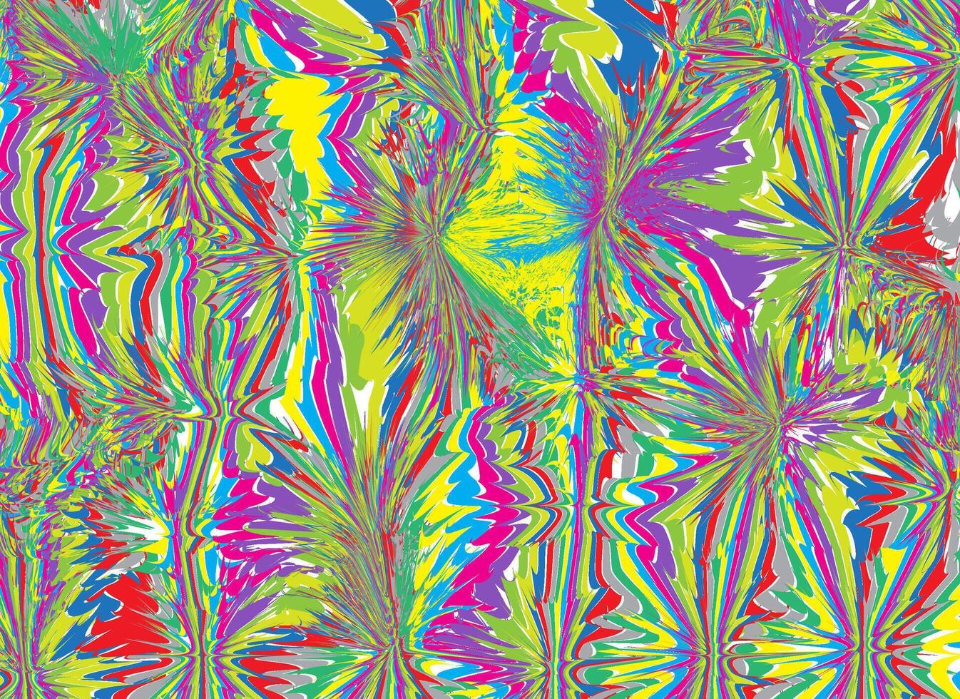 A brightly colored abstract pattern that resembles a burst of energy or an explosion of flowers, with sharp lines that spread out dynamically vector