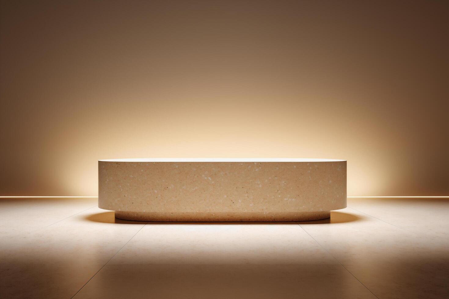 Elegant Beige Terrazzo Platform Studio Mockup for Product Presentation photo