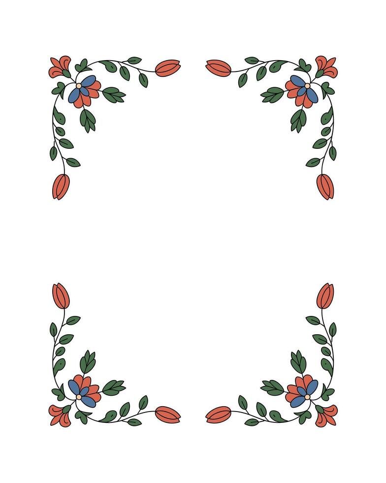Floral corner frame design element for invitations and cards vector