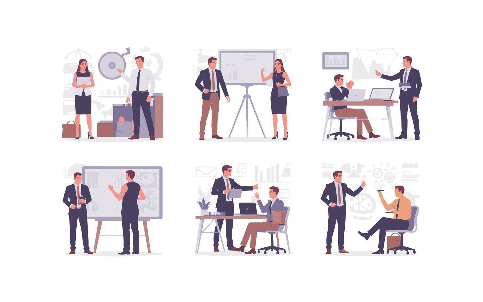 Business people collaboration and presentations vector