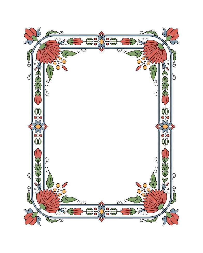 Floral rectangular frame border design element vector