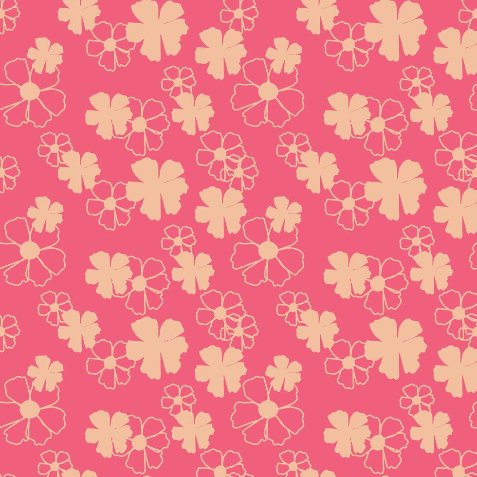 Seamless Retro Floral Pattern in Pink and Beige vector