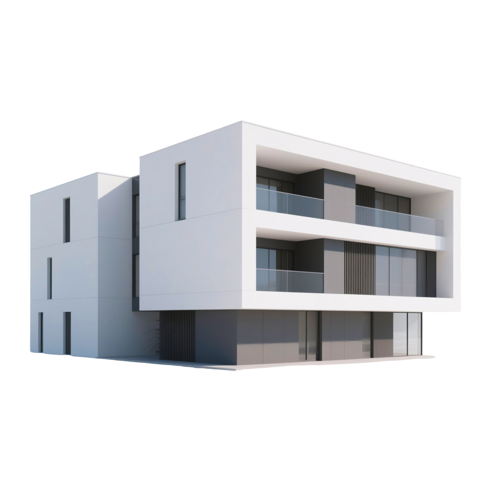 Modern Apartment Building with Glass Balconies png