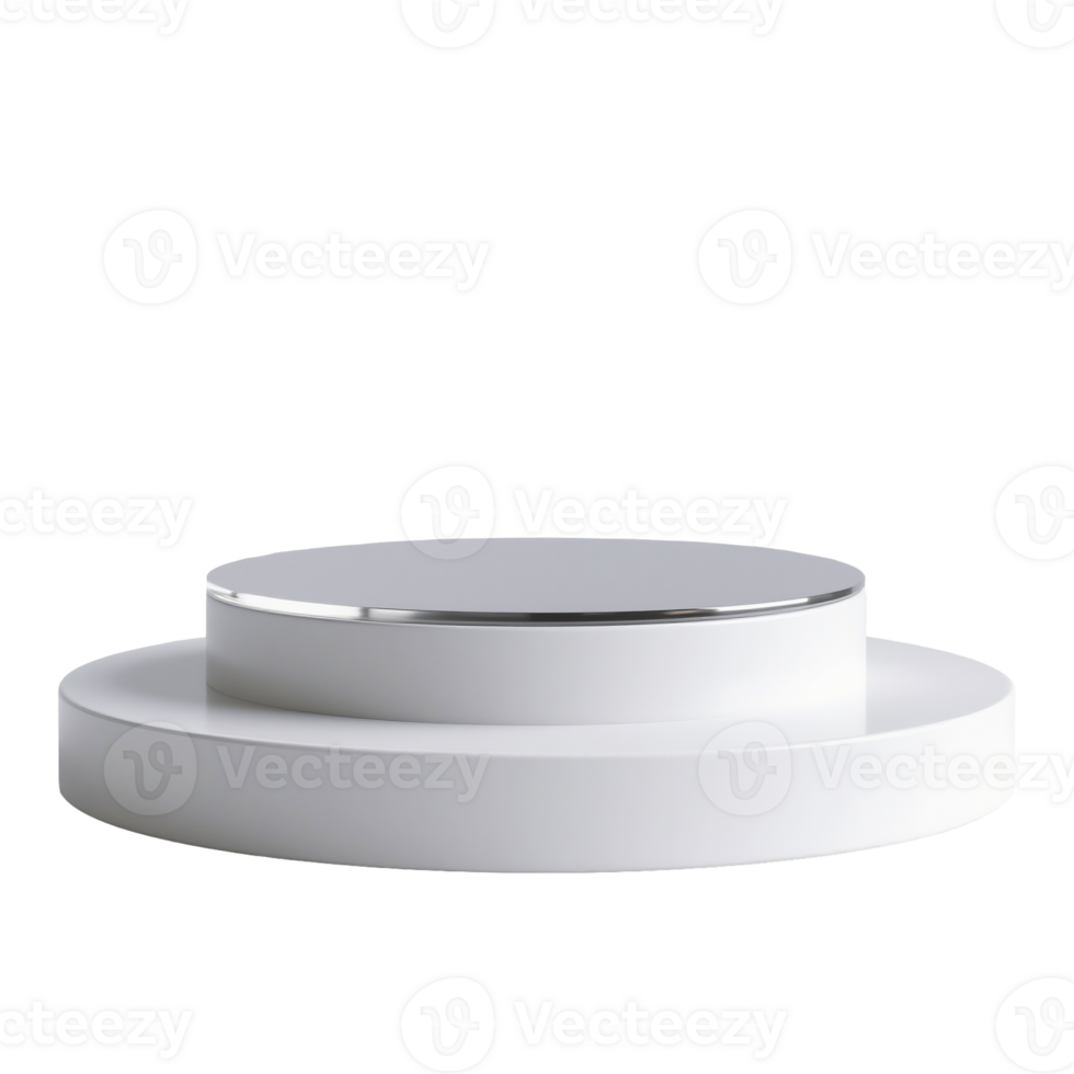 White Circular Podium with Metallic Trim - 3D Render png