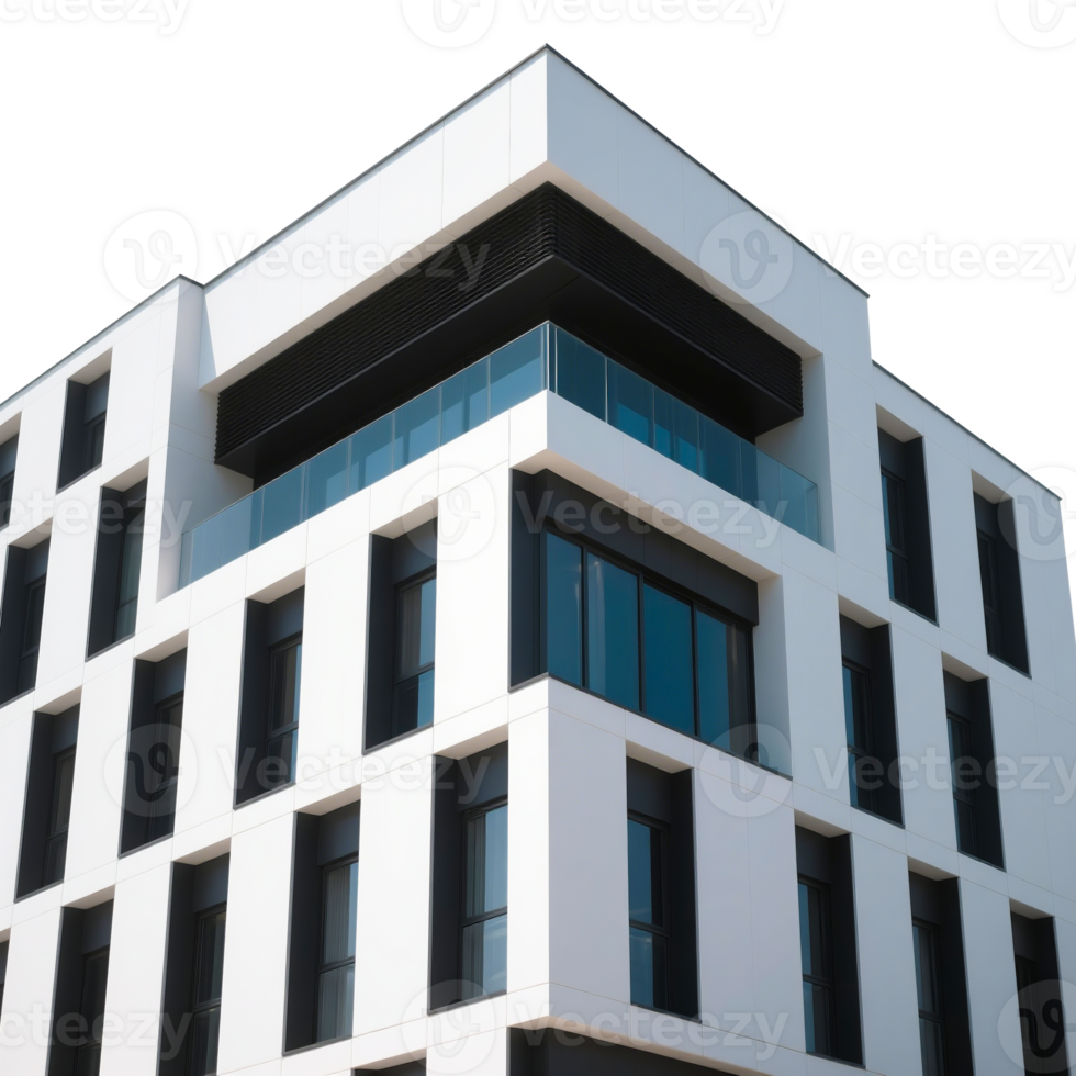 Modern architectural building with glass windows and minimalist design. png
