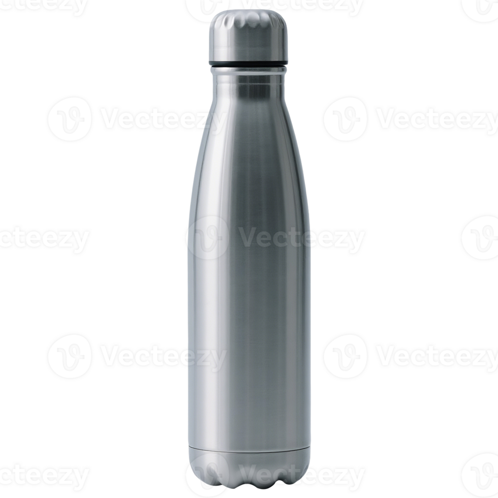 Stainless Steel Water Bottle with a Shiny Metallic Finish png