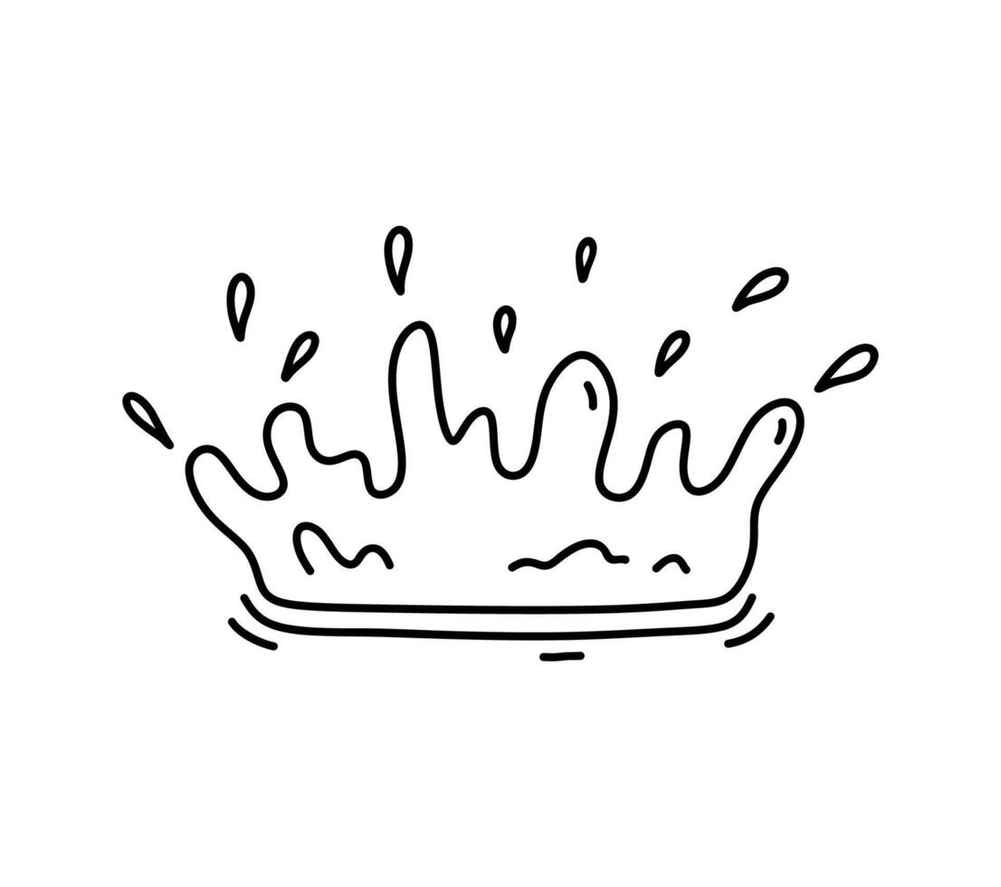 Splash of water with splatters, waves and drops isolated on a white background. hand-drawn illustration in doodle style. Perfect for decorations, logo, various designs. vector