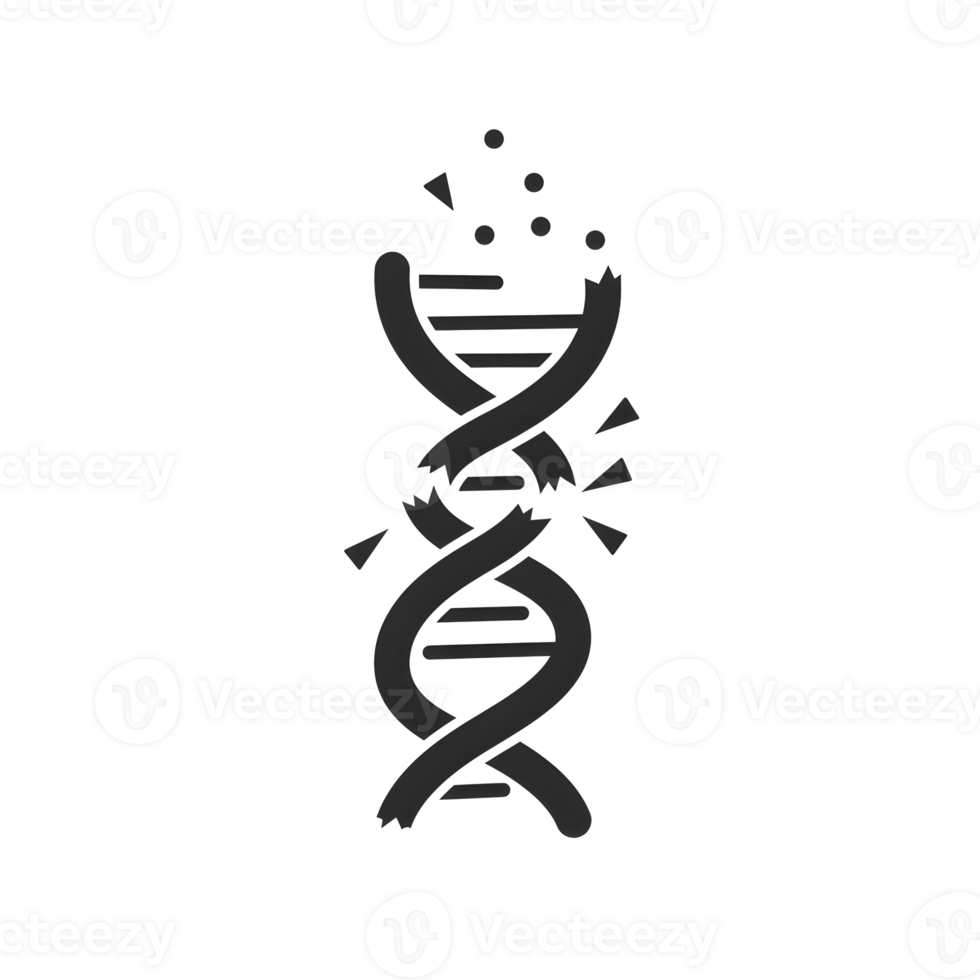 Broken DNA Double Helix Symbolizing Genetic Mutation png