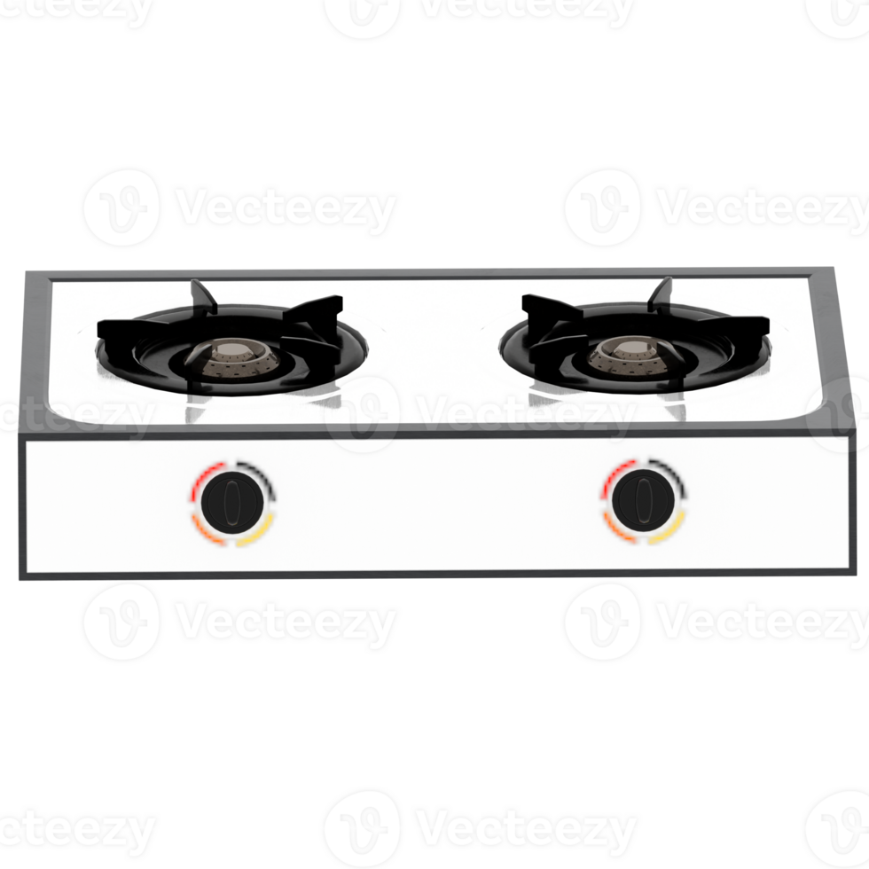 3d render tabletop double burner stove with transparent background png