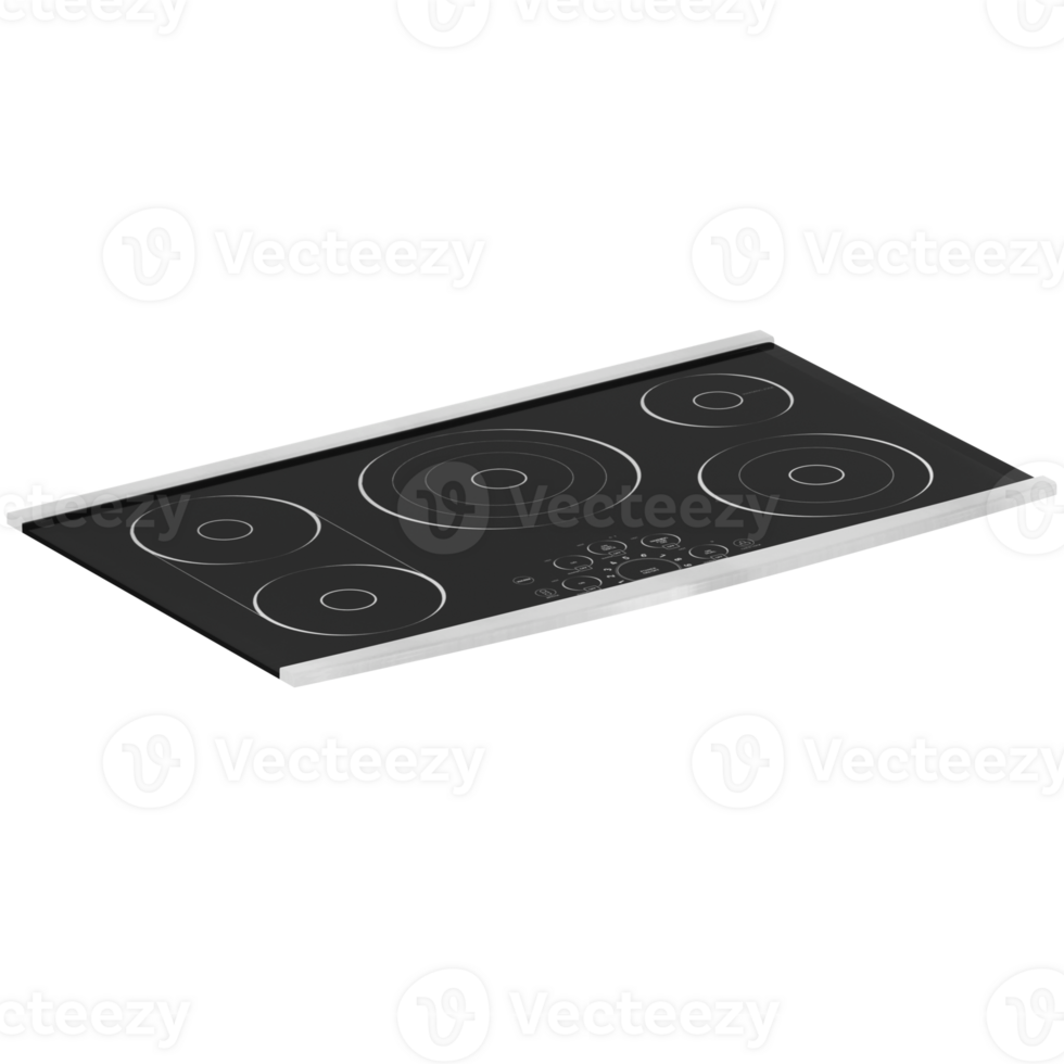 Render electric induction cooktop with transparent background png