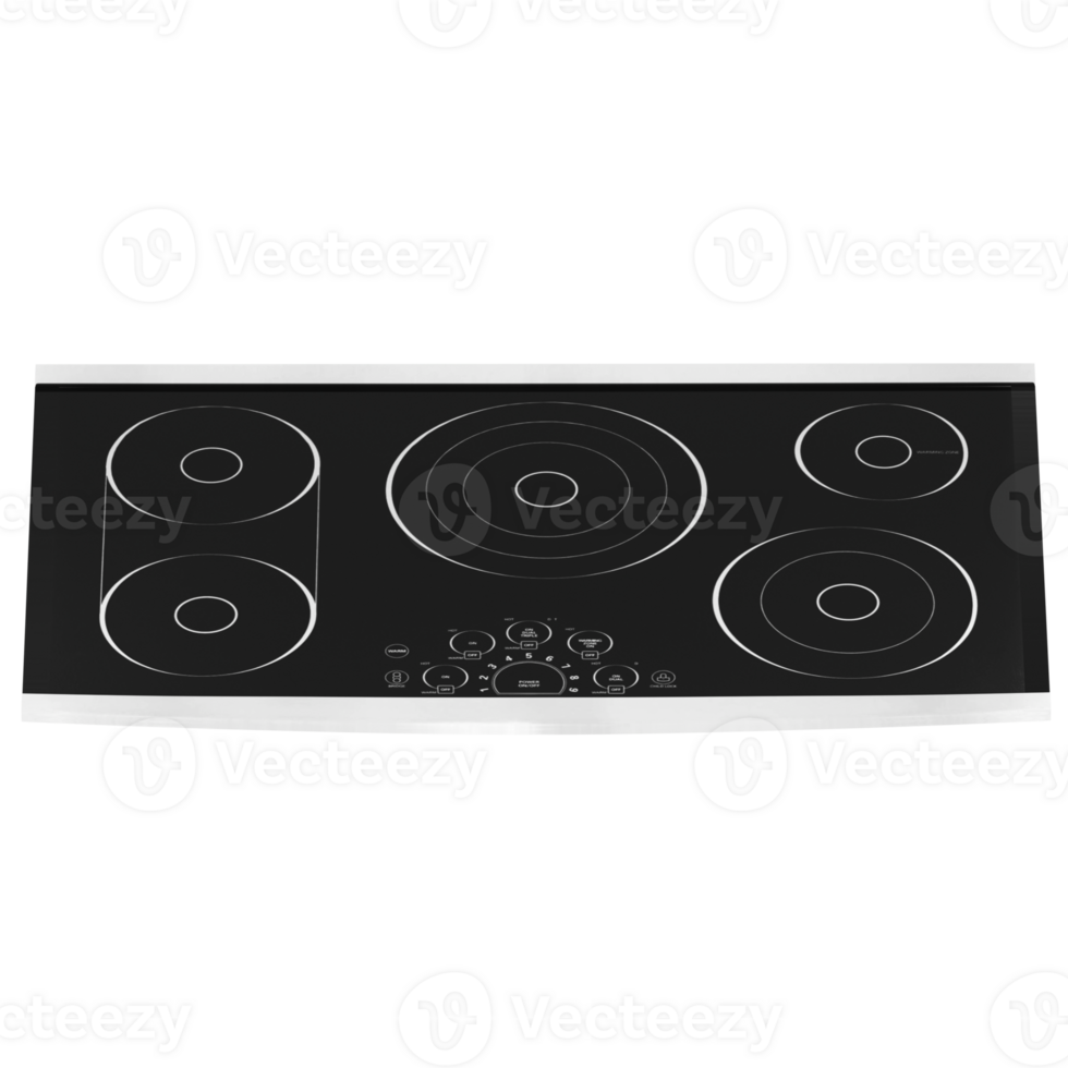 3d render electric induction cooktop with transparent background png