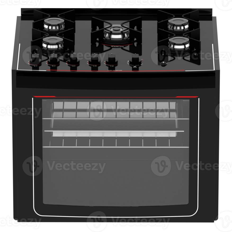 Render five burner stove oven with transparent background png