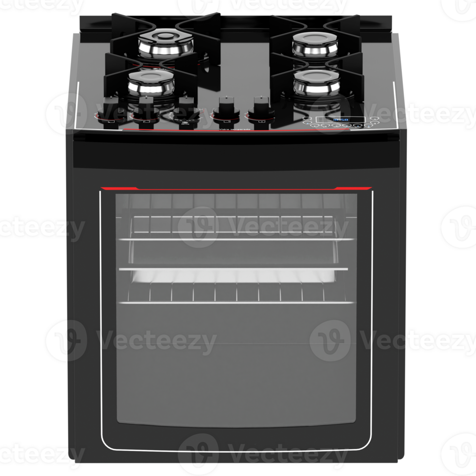 Render gas oven stove black with transparent background png
