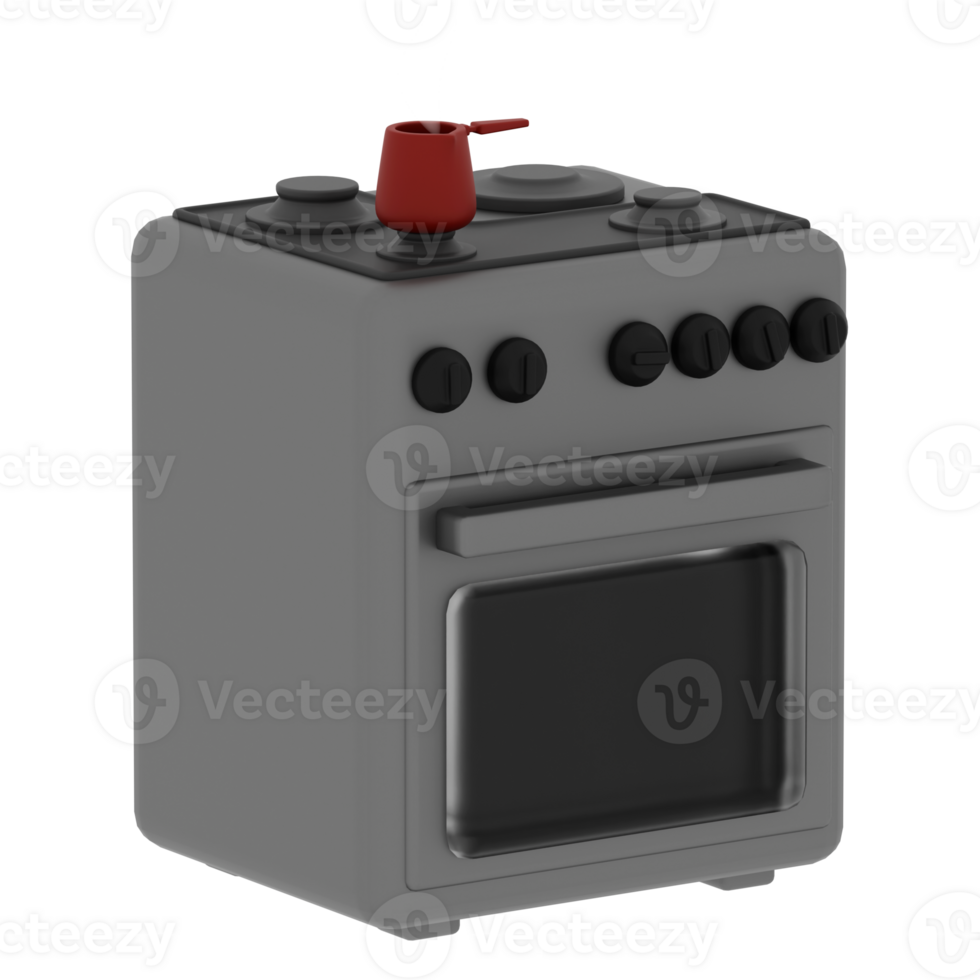 3d render compact stove with transparent background png