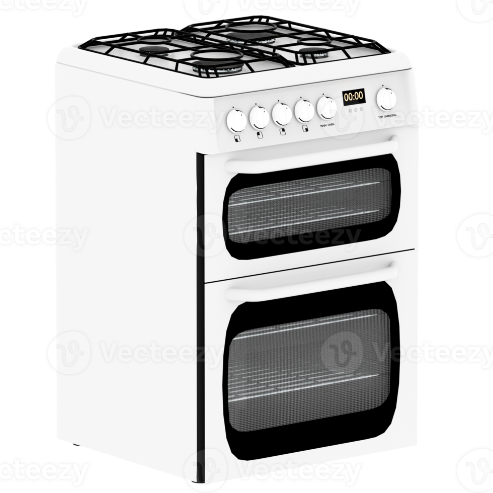 3d render stove double oven with transparent background png