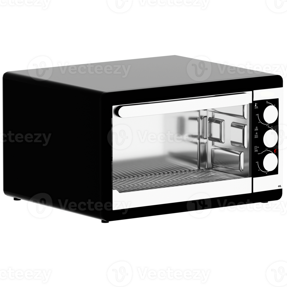 3d render compact toaster oven with transparent background png