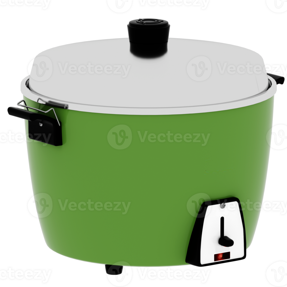 Render green rice cooker with transparent background png