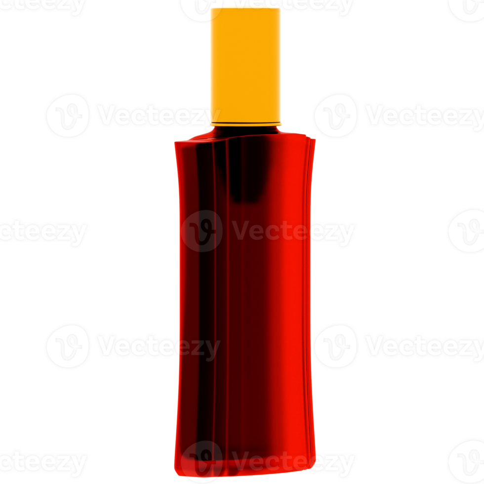 Render red perfume bottle with transparent background png