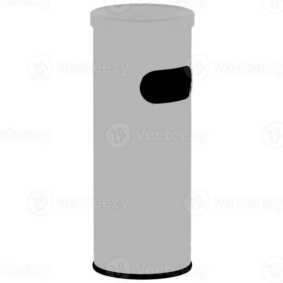3d render cylindrical trash can with transparent background png